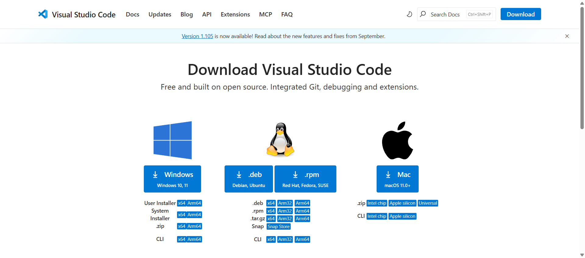 VS Code 下載頁面